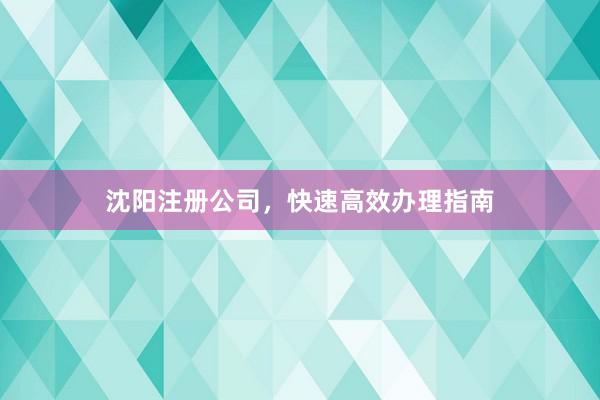 沈阳注册公司，快速高效办理指南